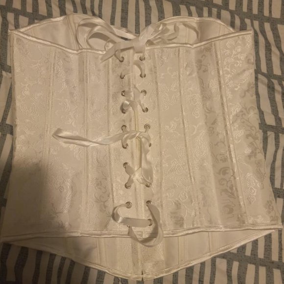 White Boned Corset with Lace up Back - Picture 2 of 2